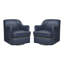 Fauteuil demi-tonneau pivotant en cuir véritable Fazio-1892877306