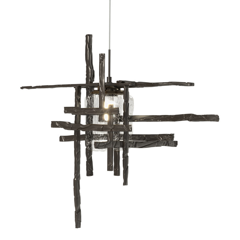 Tura 1 - Light Single Mini Pendant, Natural Iron, Seeded Clear