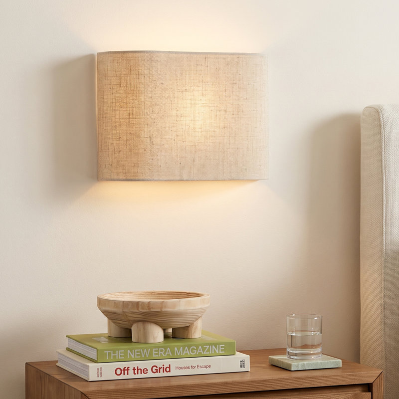 Tosha Steel LED Flush Mounted Sconce, Oatmeal Linen