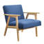 Fauteuil d'appoint moderne bleu, capacité de 300 lb, structure en bois massif, profondeur de produit de 27 po, siège en mousse, tissu d'ameublement texturé pour décor de salon, poids de l'ensemble de 26,75 lb, bois, assemblage simple, pièce