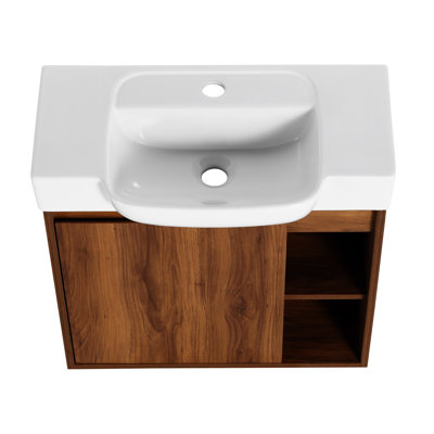 24'' Wall-Mounted Bathroom Vanity With  Ceramic Sink & Soft-Close Door