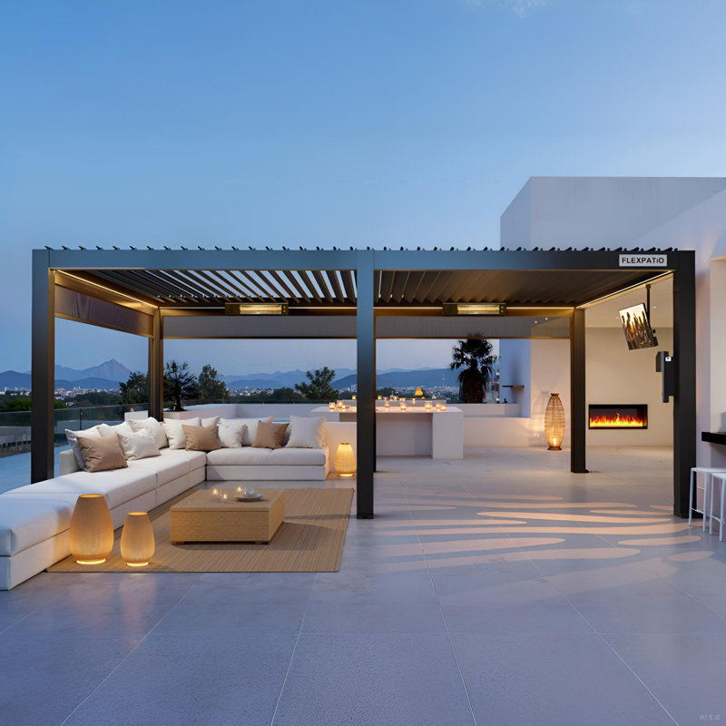 FlexPatio 20 pi. L 13 pi. Pergola d'extérieur motorisée D Power +, L 20 pi x P 13 pi, Grey