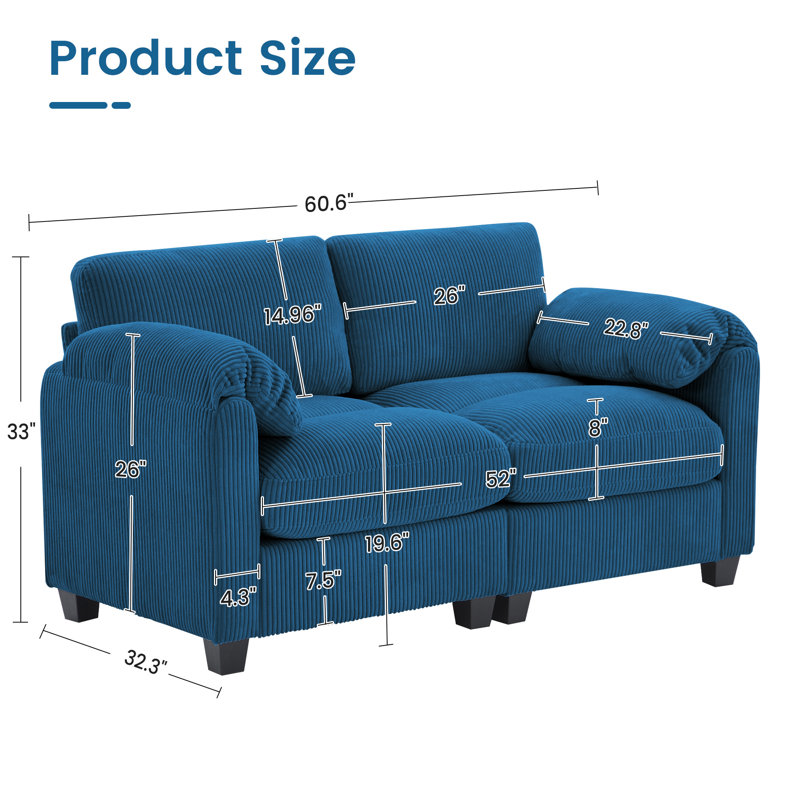Canapé modulaire 60,6 po, Marine