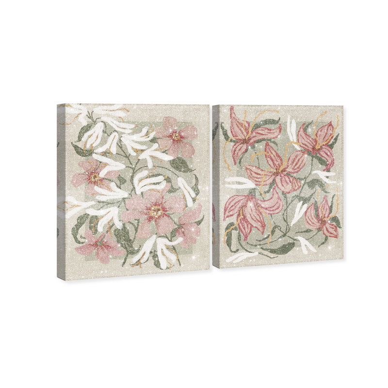 Lilies Flower Set Floral & Botanical Canvas Print by Oliver Gal, Black Frame, 16 x 20, 20" H x 16" W, Gallery Wrapped