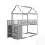 Lit superposé House avec tablettes et tiroirs, fabrication robuste pour les chambres d'enfants-130042732