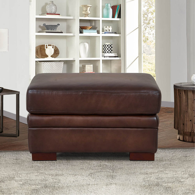 Repose-pieds en cuir Brookfield, Caramel