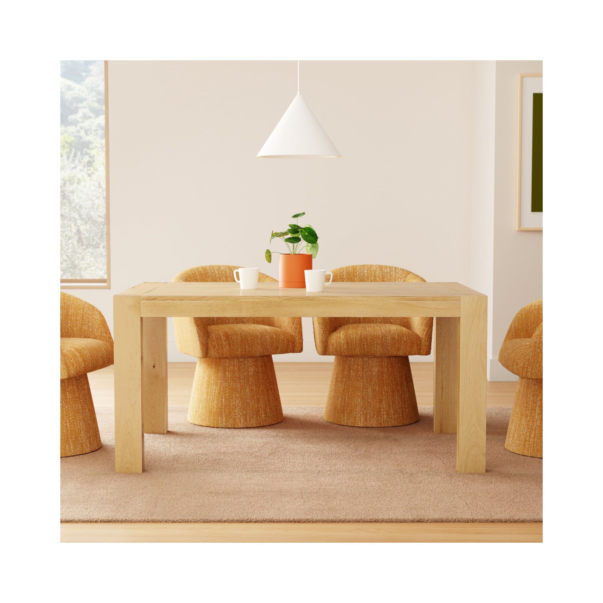 Yochanan 62" Solid Wood Dining Table, Natural