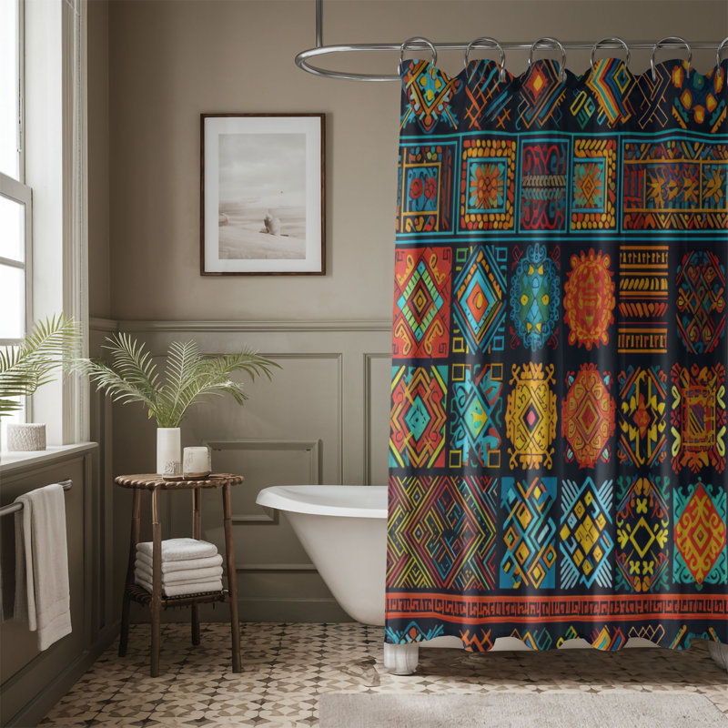 Native Textures - Rideau de douche Premium, H 74 po x l 71 po