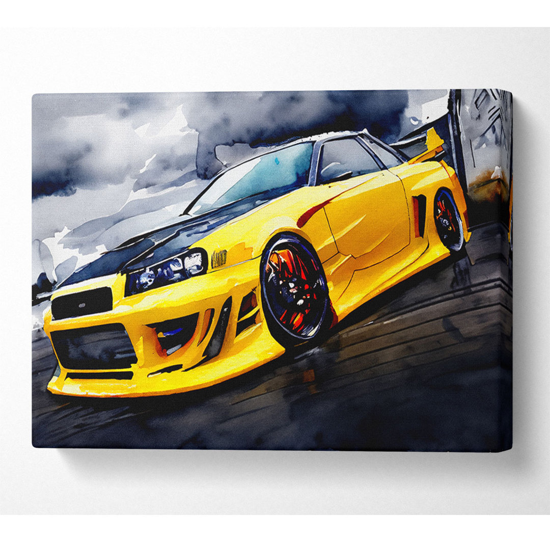 Nissan Skyline Gelb - Kunstdrucke auf Leinwand