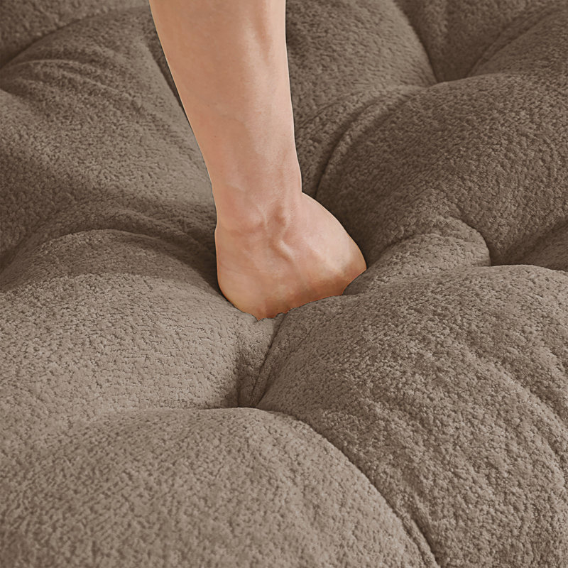 Causeuse en forme de L Cloud, 4 coussins, repose-pieds mobile capitonné, conception ergonomique, canapé-lit facile à assembler pour le salon, le bureau
