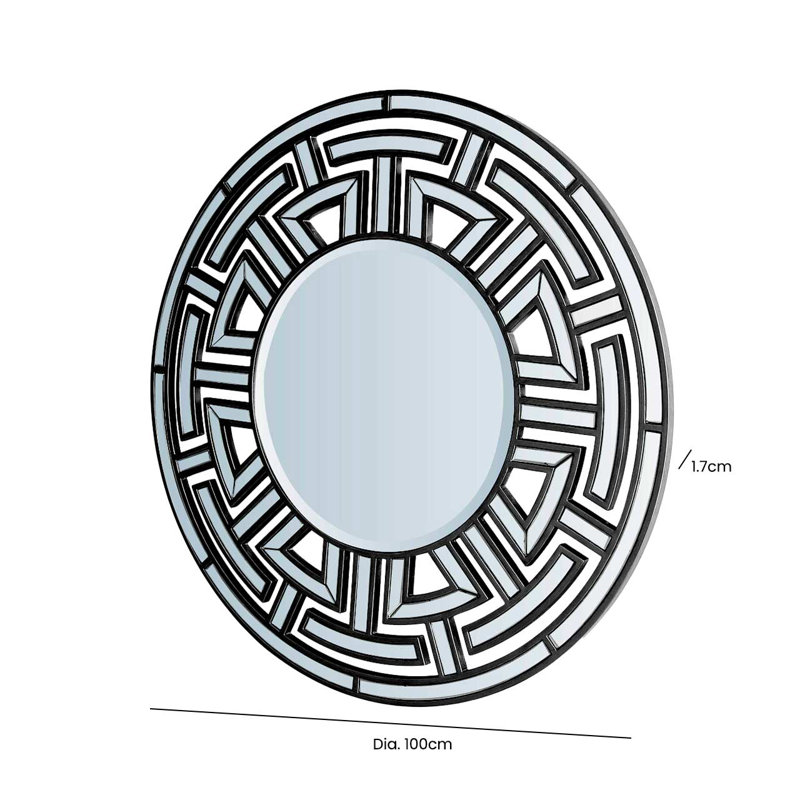 Amija Round Wall Mirror For Living room, Modern Mirror with MDF Wood Base