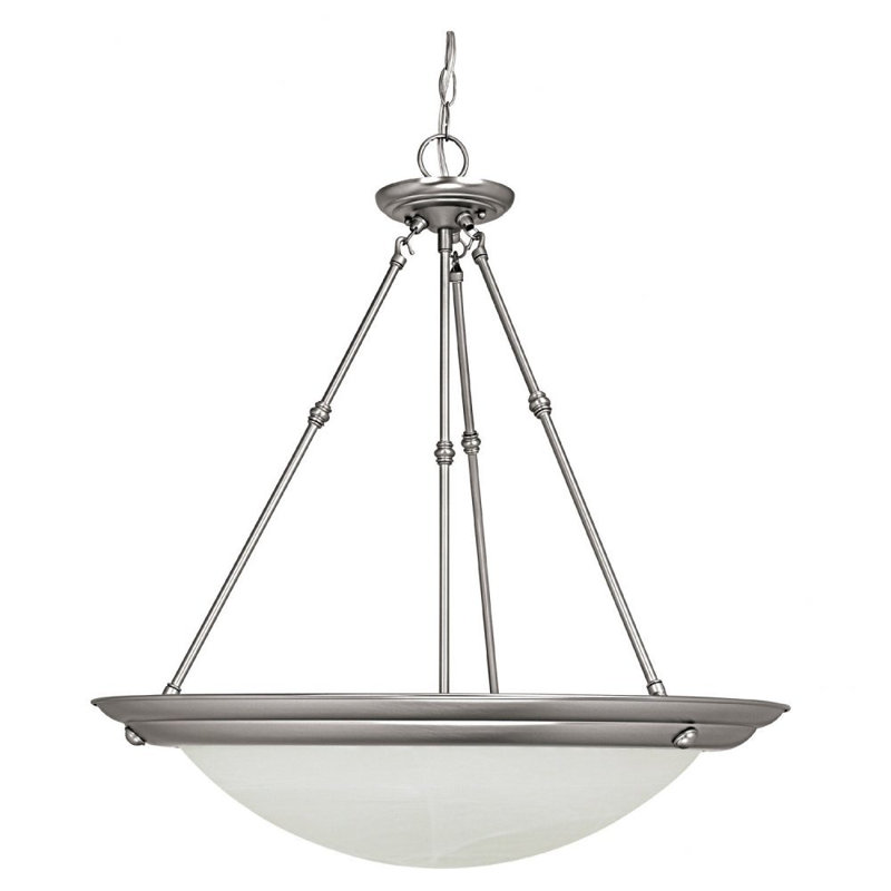 3 - Light Single Pendant, 20.75" H x 20" W x 20" D, Matte Nickel, Incandescent