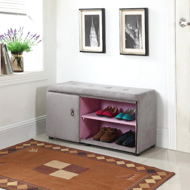 Porte-chaussures de 18 po de hauteur, grand compartiment de style gris argenté