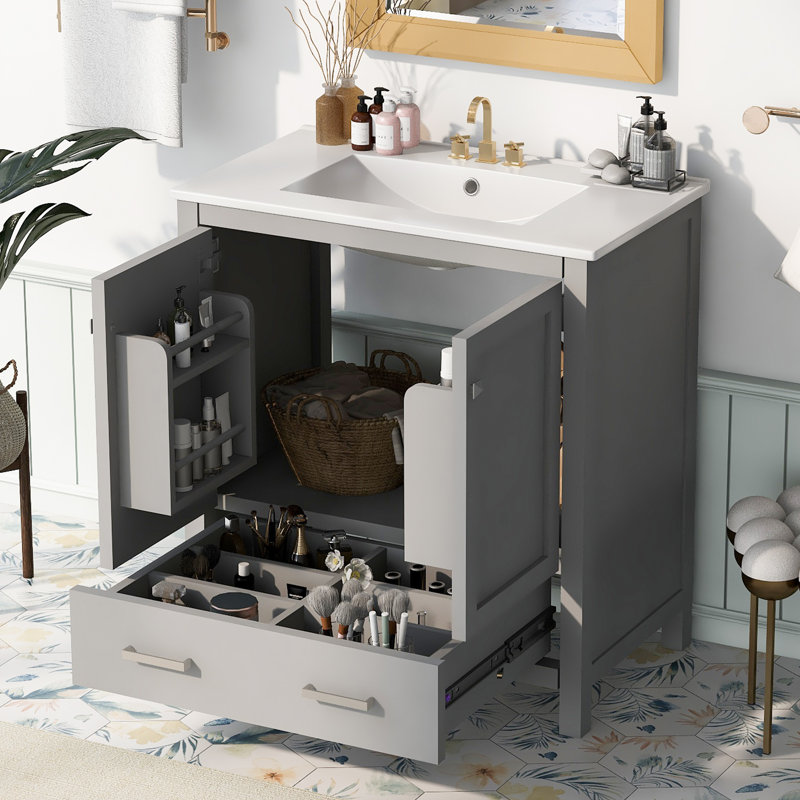 Ensemble de meuble-lavabo simple 30 po Danaijah, Gris