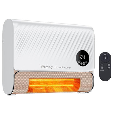 Smart Wall Heater, 1500W Fast Heating Electric Space Heater for Indoor Use, Wall Mounted Panel Heater with Remote, 3 Fan Speeds, Overheat Protection