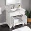 Meuble-lavabo autoportant blanc mat avec plateau en marbre de Carrare l 36 po x 22 po Aiyza-278189469