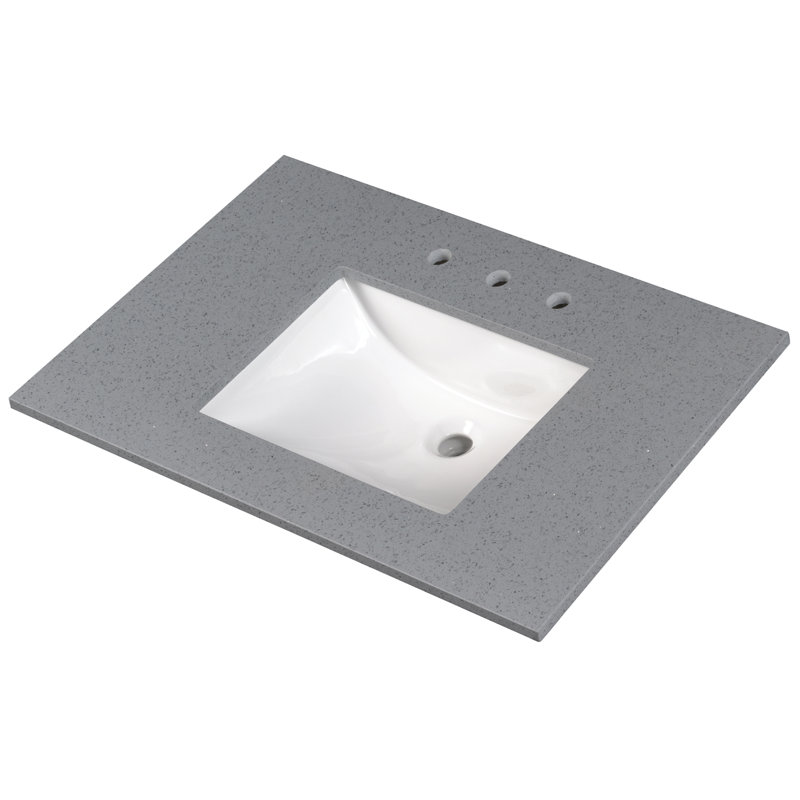 37 in. Sparkling Gray Marble Vanity Top with White Ceramic Sink