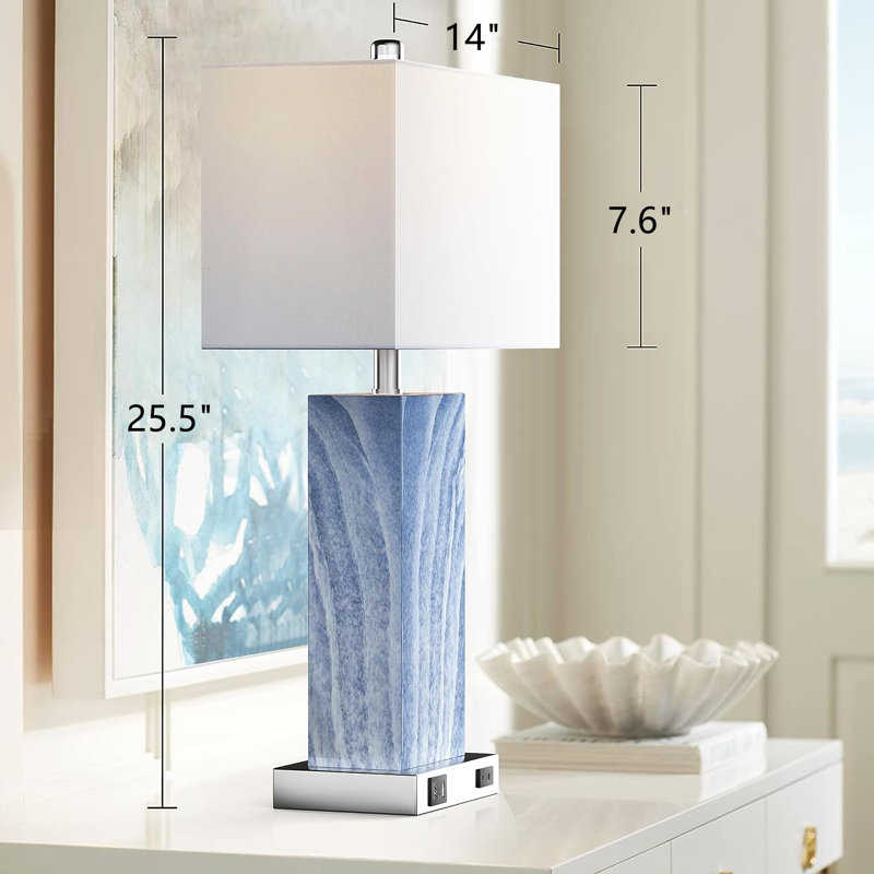 Lampe de table USB en métal Rettke, Blanc, Bleu / blanc