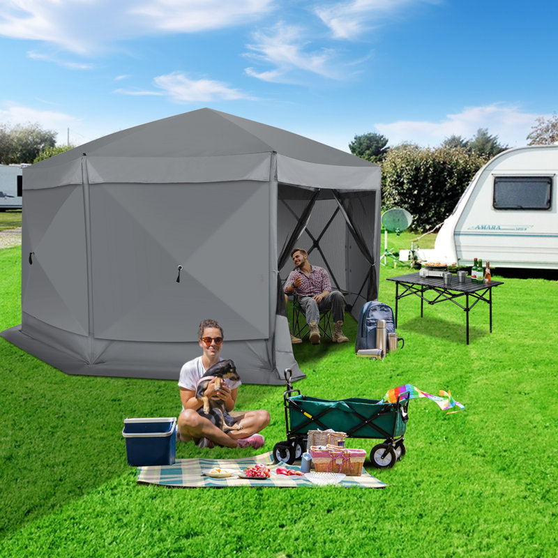 15x15 Screen Room with Mosquito Netting, Hub Tent Instant Screened Canopy, Grey