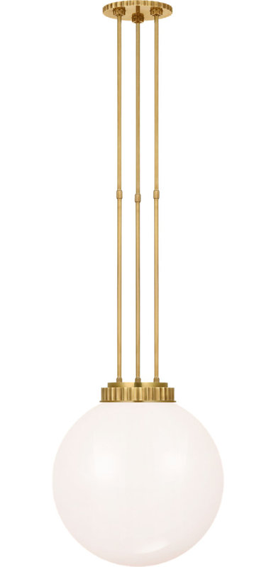 Cavill 16" Pendant with White Glass, Natural Brass