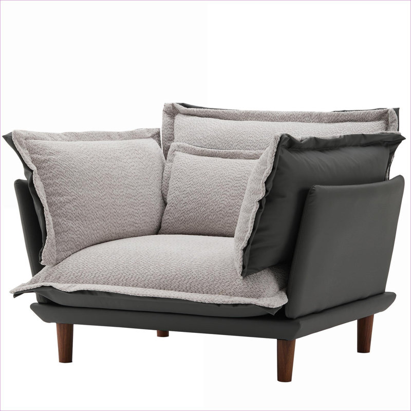 Pour le salon et la chambre à coucher | Fauteuil d'appoint surdimensionné moderne en chenille gris neutre