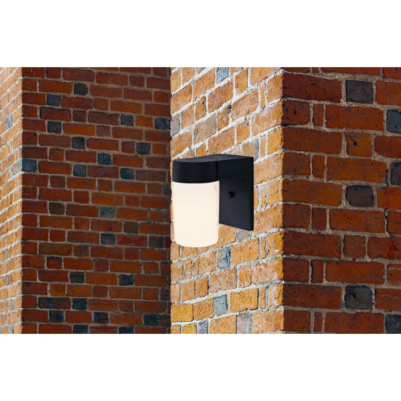 Lanterne murale d'extérieur en verre givré noir H 12 po
