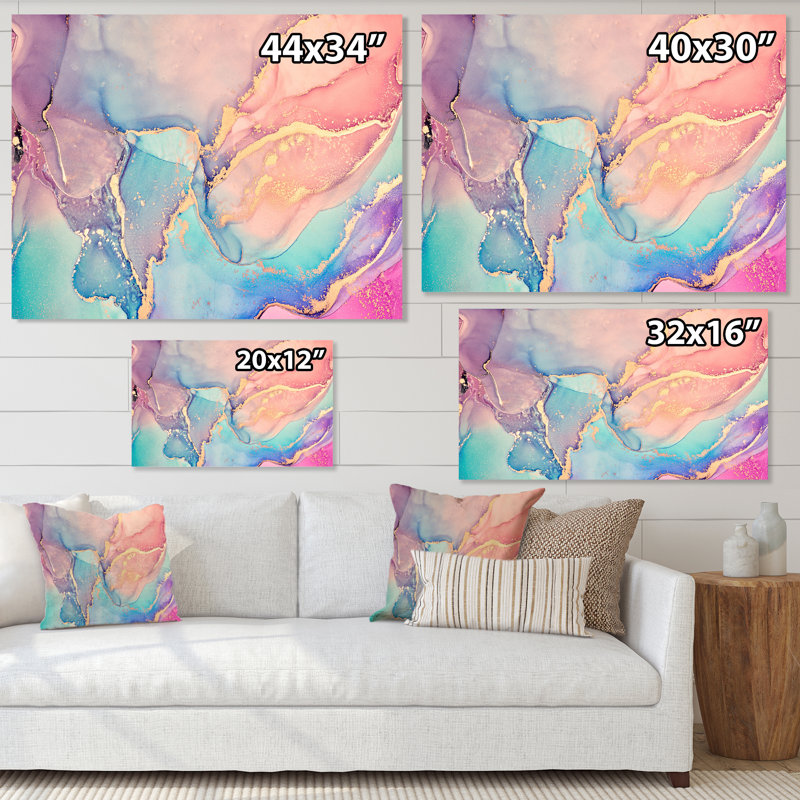 " Pink And Blue Liquid Art II ", 24" H x 32" W, Wrapped Canvas