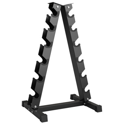 Vertical A-Frame 6-Tier Dumbbell Rack – Heavy Duty Steel Storage for Home Gym, Space-Saving Black Stand