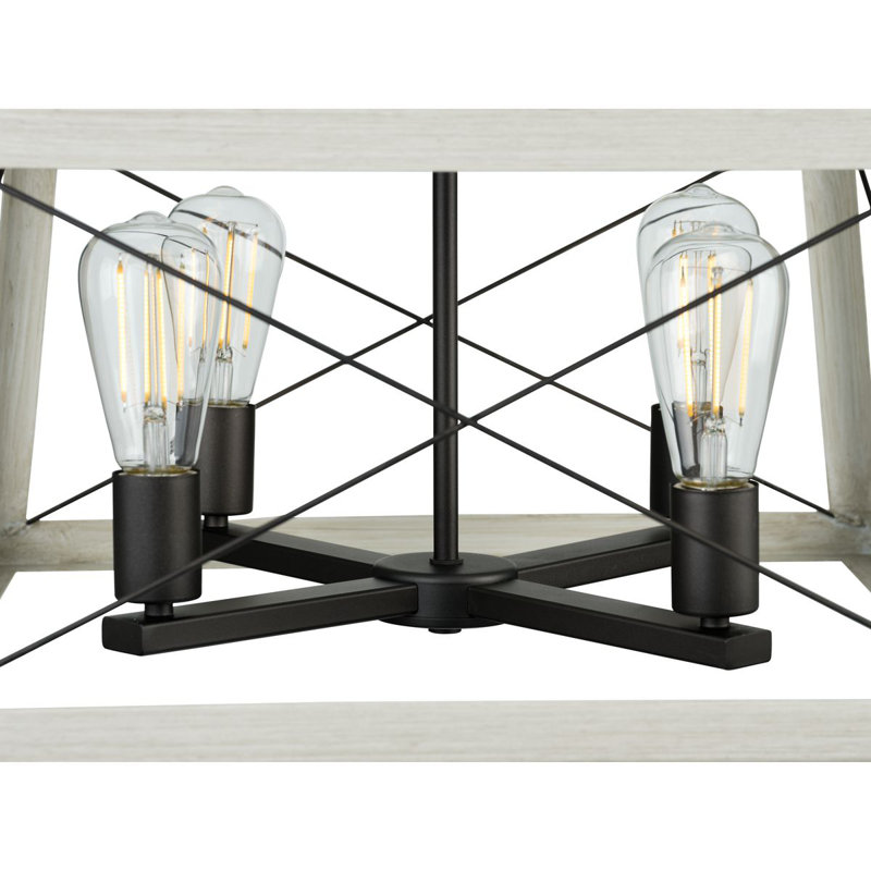 Lustre carré de style lanterne à 4 lumières Uschi, Graphite