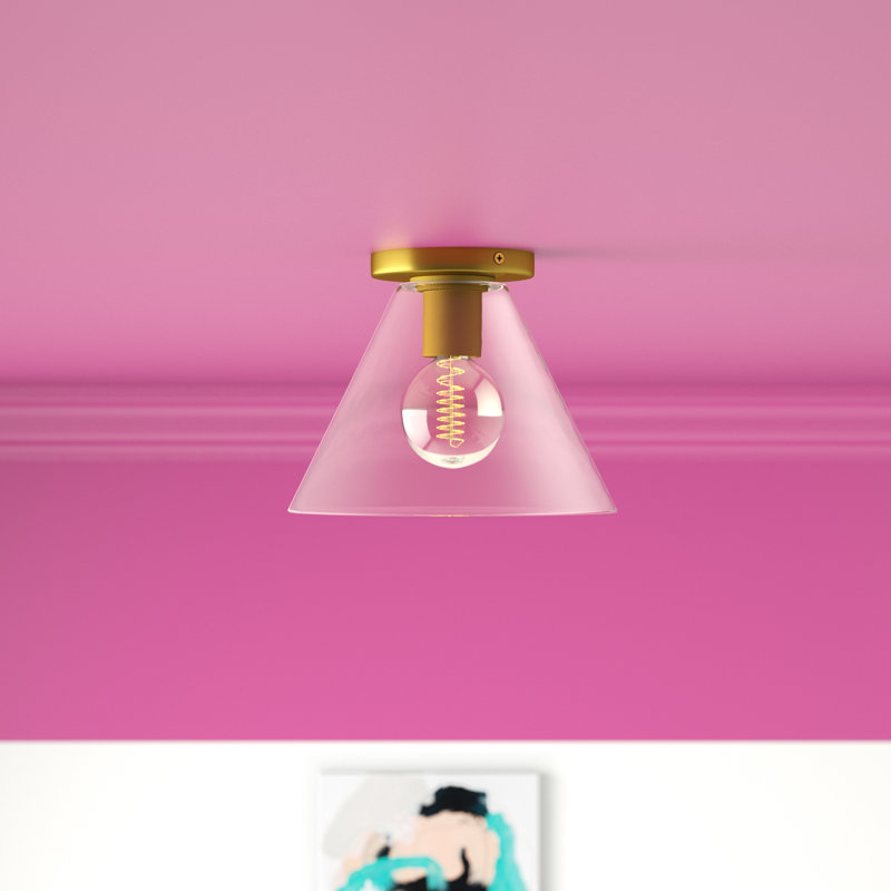 Roswell 1 Light Bell Flush Mount, Aged Brass