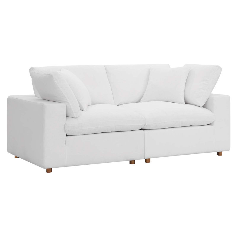 Ensemble de canapé modulaire rembourré et rembourré Commix, 2 pièces par Modway, Mélange de polyester blanc pur