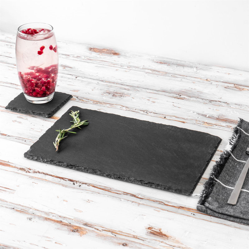Argon Tableware - 12pc Slate Placemats & Coasters Set - 30cm x 20cm