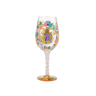 Lolita Happy 70th Birthday Wine Glass 9in H