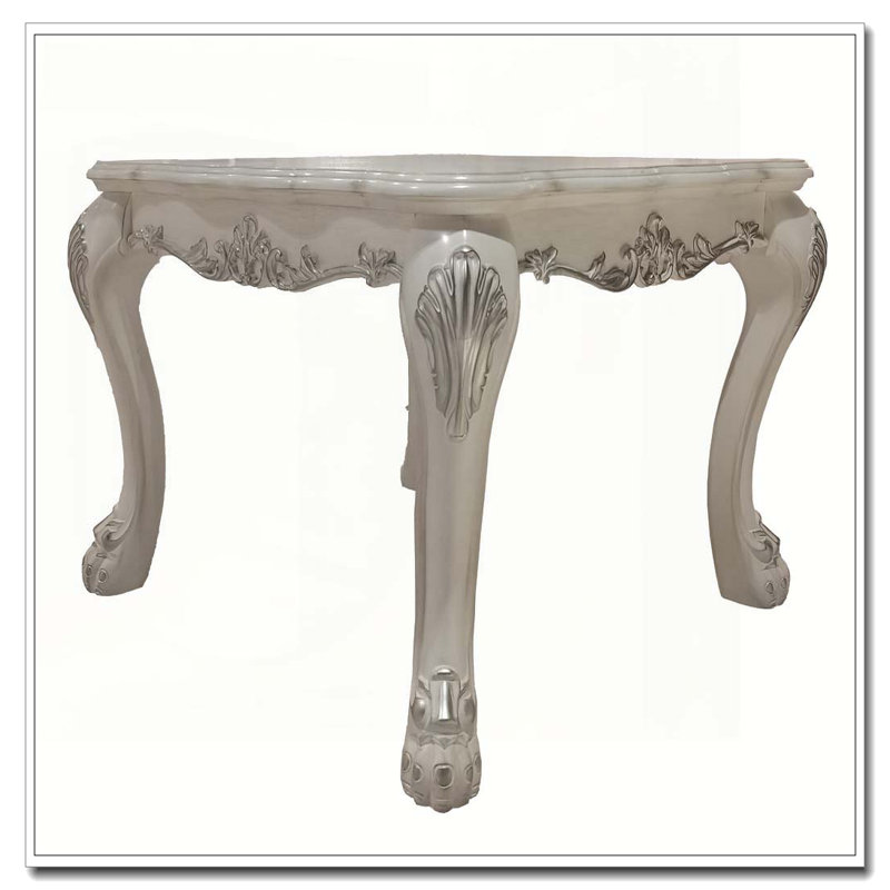 Bone White End Table with Claw Leg