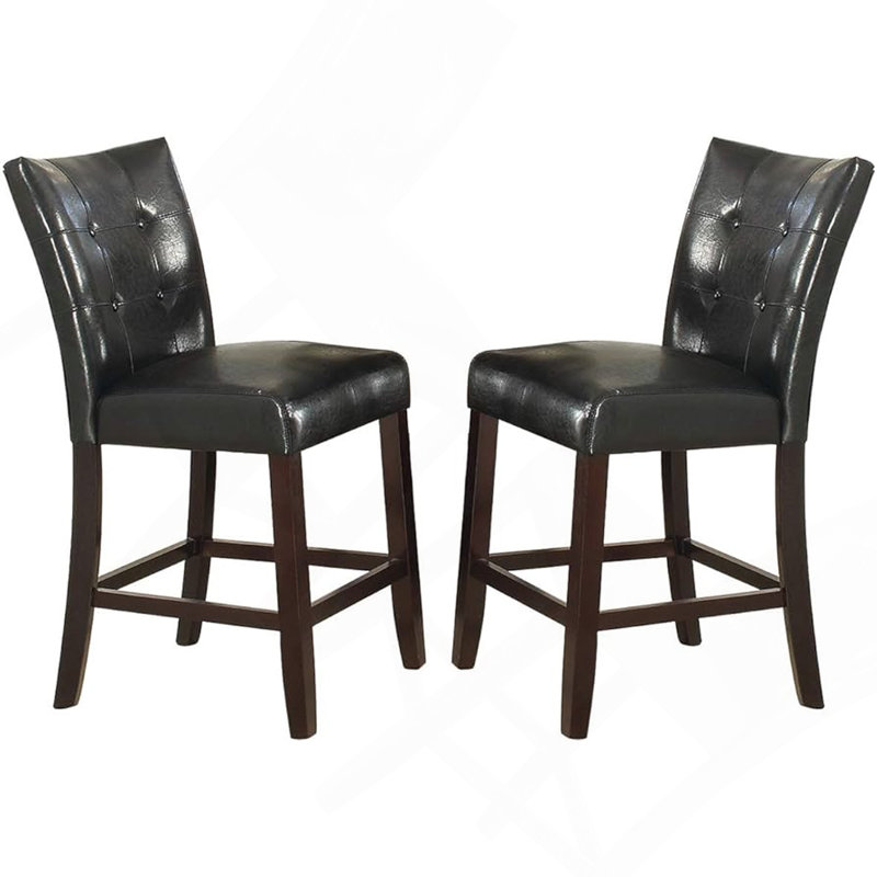 Ensemble de 2 chaises hautes capitonnées modernes en similicuir noir