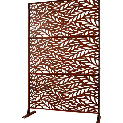 Écran d'intimité en métal l 76 po H48, rouge rouille, autoportant, extérieur et intérieur, clôture attrayante pour terrasse, patio, balcon, pelouse, jardin rouge