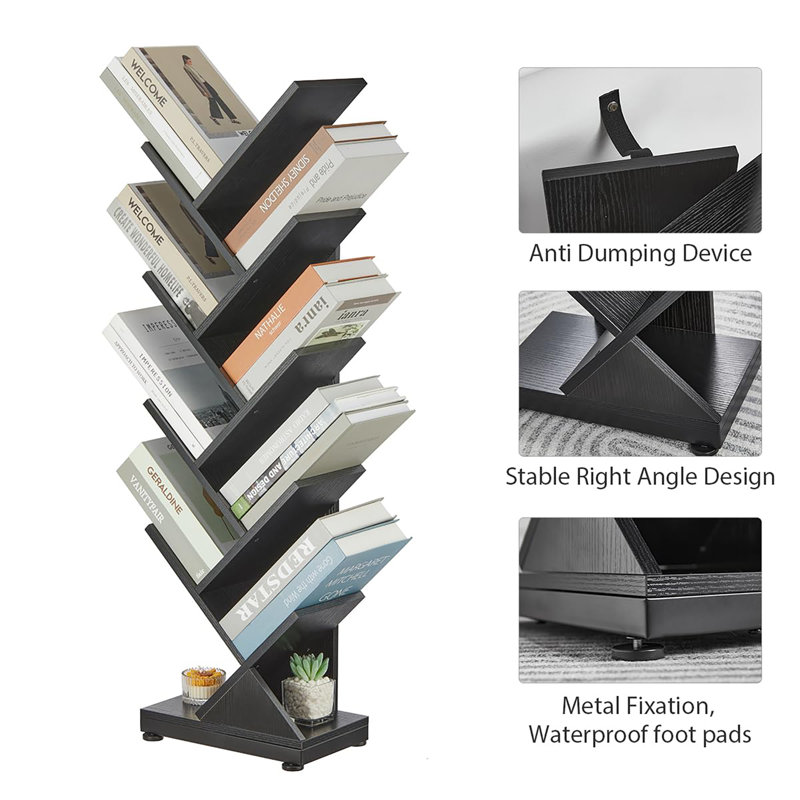 9 Tier Tree Bookshelf, Black