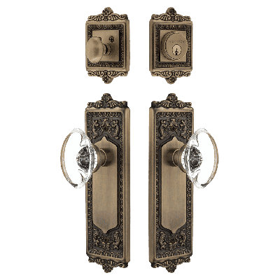 Nostalgic Warehouse Egg & Dart Entry Set with Oval Clear Crystal Knob