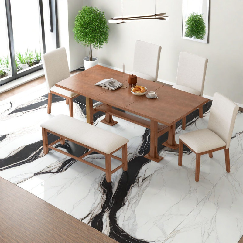 Ensembles de table de salle à manger extensible (doit inclure à la fois la table et la chaise), cuisine de ferme en bois