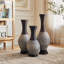 Ensemble de 3 vases de sol décoratifs marron avec vigne artificielle et support à fleurs en PVC