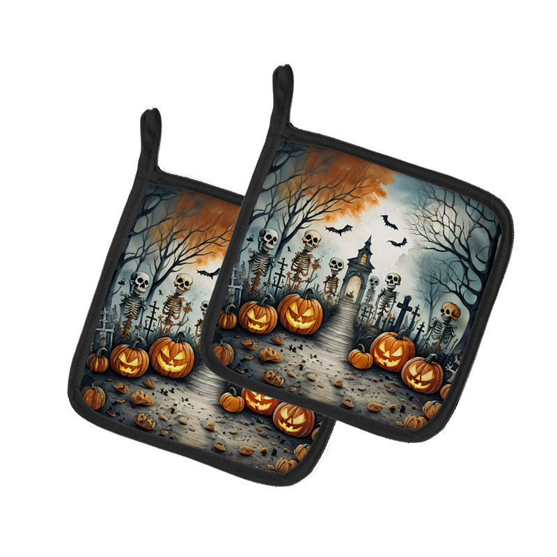 Paire de porte-casseroles squelette Spooky Halloween