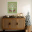 Christmas Des Deer and Heart Tree Pink On Green by Fab Funky Framed Canvas Wall Art Print