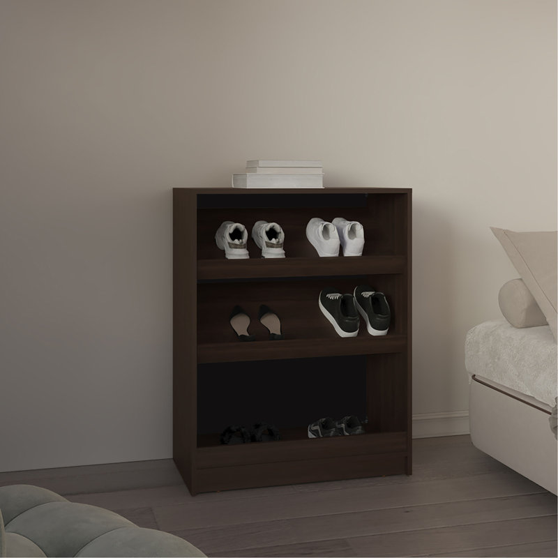 Range-chaussures, 3 tablettes, noyer foncé