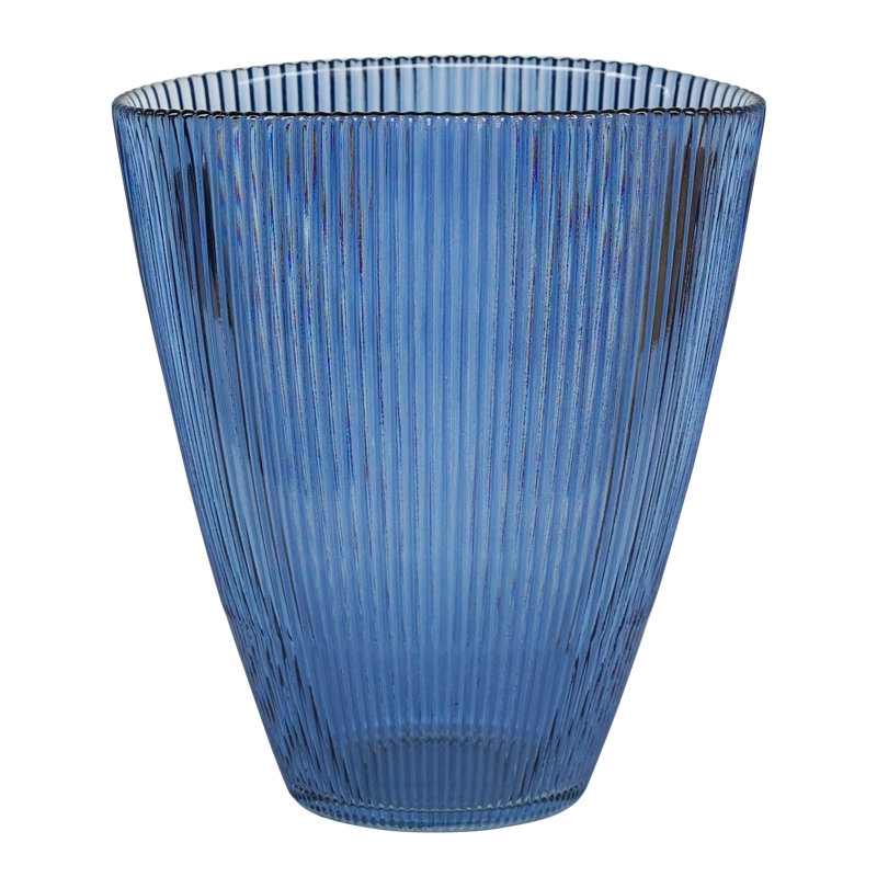  Recycled Glass Ribbed Table Vase, Navy