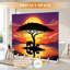 Cloison pliante 6 panneaux paravent Royal Elephants Silhouetted Against Vibrant Sunset Tree-131520005-131520006