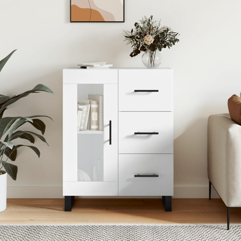 Chelsi 1 - Door Rectangle Accent Cabinet, High Gloss White