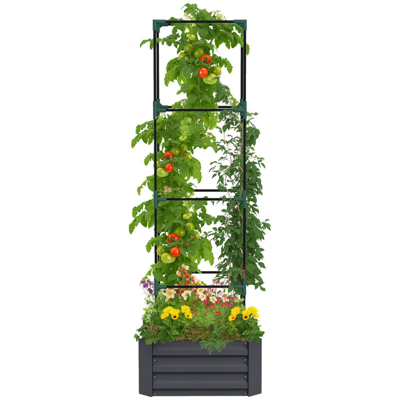 Shanav Raised Garden Bed, Gray, 73.6" H x 19.2" W