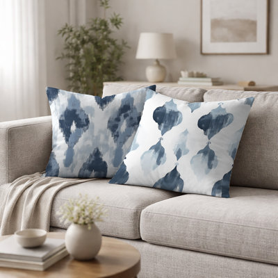 Coussin décoratif 2 pièces Ikat - gris et blanc