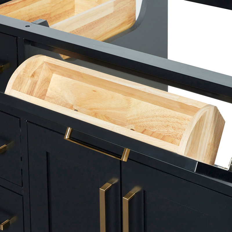 42" Single Bathroom Vanity Base only, Satin Brass, Black