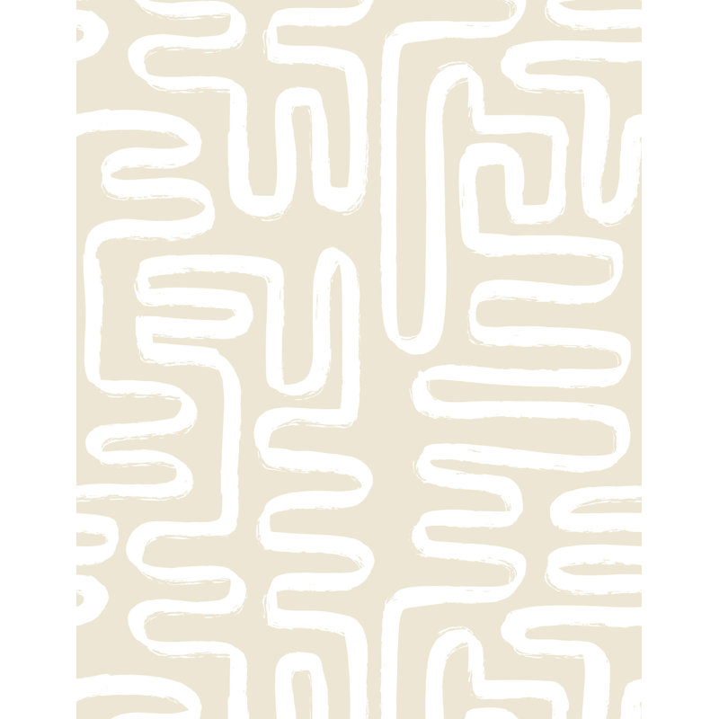 Abstract Squiggle Wallpaper, Beige